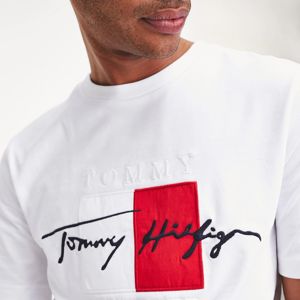 Tommy Hilfiger pánské bílé tričko Box - L (YBR)